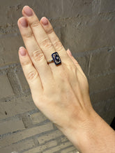 Art Deco Style Reproduction Diamond & Sapphire Cocktail Ring