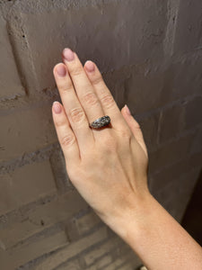 Vintage Art Deco Three Stone Old European Cut Diamond Ring