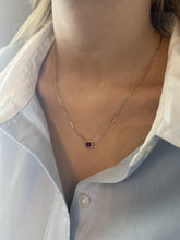 Paperclip Style Bezel Set Ruby Necklace 14K Yellow Gold