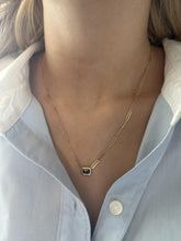 Paperclip Style Bezel Set Sapphire Necklace 14K Yellow Gold