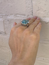 Vintage 17.5 Carat Santa Maria Aquamarine & Diamond Cocktail Ring