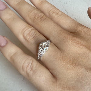 Vintage Platinum 1.15 Carat Old European Cut Diamond Engagement Ring
