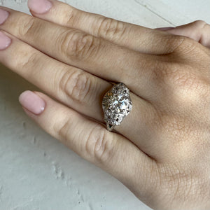 Vintage Art Deco 1.15 Carat Old European Cut Diamond Platinum Engagement Ring