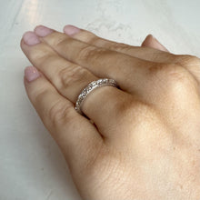 Vintage Engraved Platinum Diamond Wedding Band Size 6