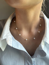 Vintage Pearl Bead Gold Station Necklace