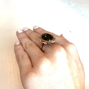 Vintage Nephrite Jade Ring 14K Rose Gold