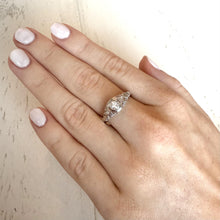Vintage Dainty Filigree Diamond Ring 18K White Gold