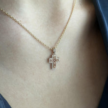 Dainty Rose Gold Diamond Cross Pendant