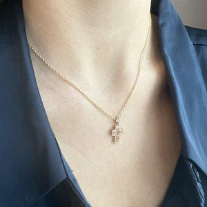 Dainty Rose Gold Diamond Cross Pendant
