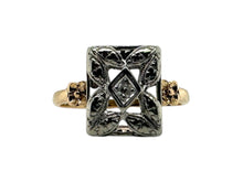 Vintage 1940's Signed First Lady Diamond Filigree Ring 14K Yellow Gold