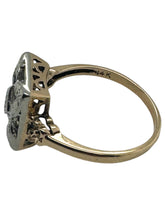 Vintage 1940's Signed First Lady Diamond Filigree Ring 14K Yellow Gold