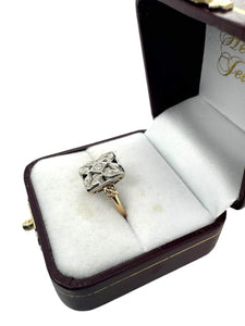 Vintage 1940's Signed First Lady Diamond Filigree Ring 14K Yellow Gold