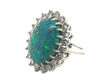 Vintage Platinum Black Opal & Diamond Ring