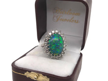 Vintage Platinum Black Opal & Diamond Ring