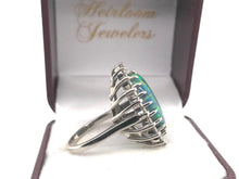 Vintage Platinum Black Opal & Diamond Ring