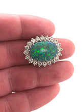 Vintage Platinum Black Opal & Diamond Ring