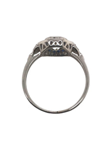 Art Deco Style 0.96 Carat Diamond & Sapphire Ring GIA