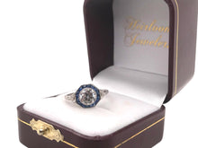Art Deco Style 0.96 Carat Diamond & Sapphire Ring GIA
