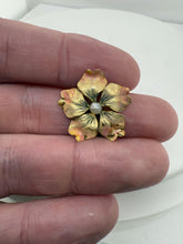 Vintage Enamel Flower Brooch Conversion Pendant 14K Yellow Gold
