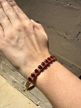 Vintage Ruby & Diamond Bangle Bracelet 14K Yellow Gold