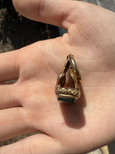 Vintage Large Griffin Bloodstone Watch Fob Pendant 14K Rose Gold