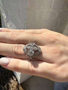 Edwardian Era 2 CTW Old European Cut Diamond Platinum Cocktail Ring
