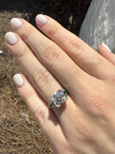 Vintage 2.14 Carat Old European Cut Diamond & Emerald Platinum Engagement Ring