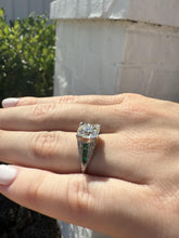 Vintage 2.14 Carat Old European Cut Diamond & Emerald Platinum Engagement Ring