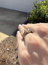Vintage 2.14 Carat Old European Cut Diamond & Emerald Platinum Engagement Ring