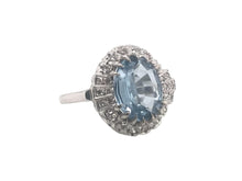 3 Carat Aquamarine & Diamond Ring 14K White Gold