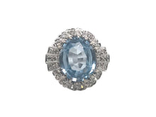 3 Carat Aquamarine & Diamond Ring 14K White Gold