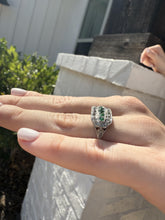 Vintage Art Deco Era Emerald & Diamond Cocktail Ring