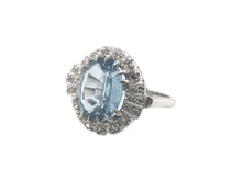 3 Carat Aquamarine & Diamond Ring 14K White Gold