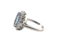 3 Carat Aquamarine & Diamond Ring 14K White Gold