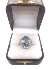 3 Carat Aquamarine & Diamond Ring 14K White Gold