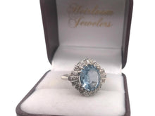 3 Carat Aquamarine & Diamond Ring 14K White Gold