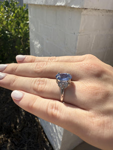 Vintage Platinum 5.11 Carat Ceylon Sapphire Ring GIA No Heat