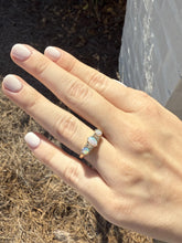 Vintage Opal & Diamond Band Style Ring 14K Yellow Gold