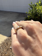 Vintage Opal & Diamond Band Style Ring 14K Yellow Gold