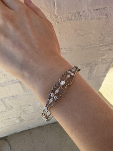 Vintage Elaborate Filigree Diamond Bangle Bracelet