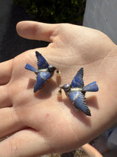 Vintage Art Deco Era Enamel Blue Bird Fur Clips