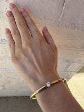 Vintage Old European Cut Diamond Yellow Gold Bangle Bracelet