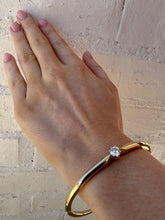 Vintage Old European Cut Diamond Yellow Gold Bangle Bracelet