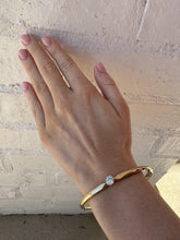 Vintage Old European Cut Diamond Yellow Gold Bangle Bracelet
