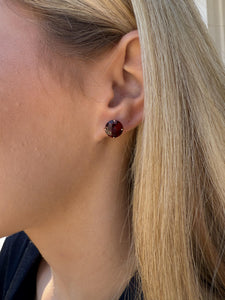 Garnet Stud Earrings 14K Yellow Gold
