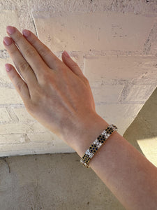 Vintage 18K Two Toned Diamond & Sapphire Bracelet