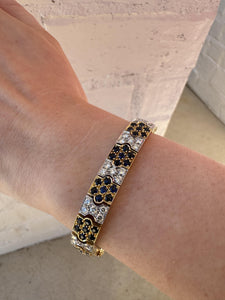 Vintage 18K Two Toned Diamond & Sapphire Bracelet