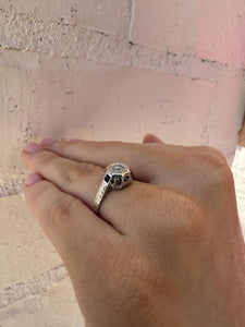 Dainty Vintage Diamond & Sapphire Ring Belias & Co