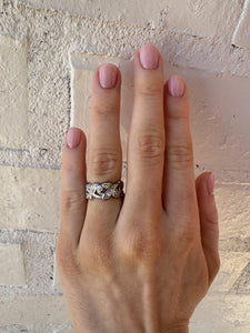 Vintage Platinum Diamond Floral Style Eternity Band Size 4.5