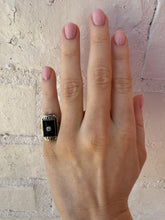 Vintage Onyx & Diamond Two Toned Gold Cocktail Ring